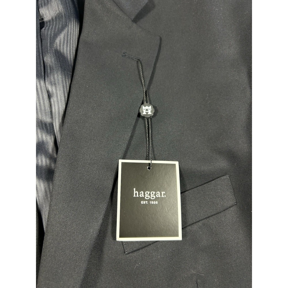 Haggar Men's Blazer 46L Black Two Button Multi Tasker Sport Coat Crested Button - Picture 4 of 9